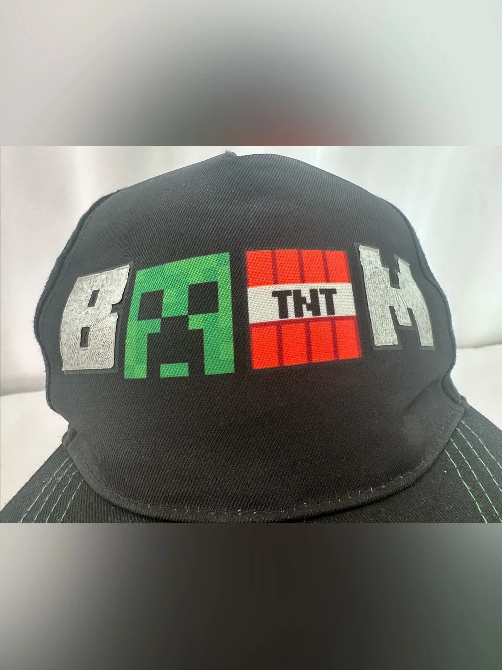 Minecraft BOOM TNT Creeper Youth Snapback Hat Black Green Adjustable (1435)